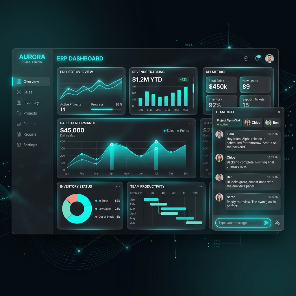 Cognitive ERP Assistant mockup dashboard
