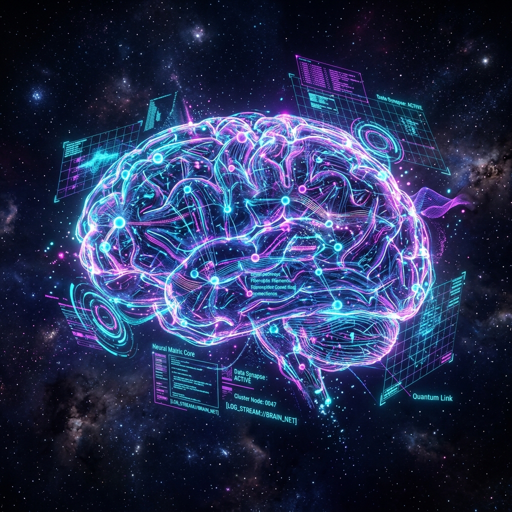 Intelligent Neural Brain AI mesh illustration